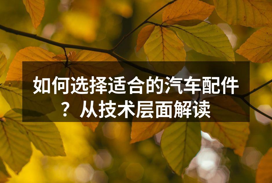选择合适的汽车配件至关重要